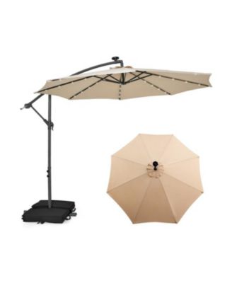 10 Feet Cantilever Umbrella with 32 LED Lights and Solar Panel Batteries