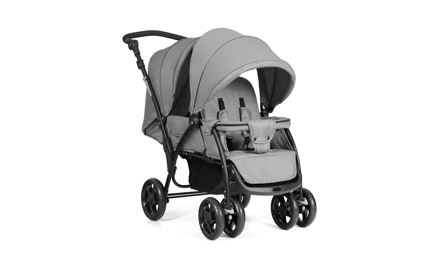 Foldable Double Baby Stroller with Front Back Seats Lightweight Design