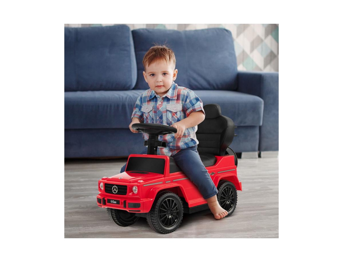 3-In-1 Ride on Push Car Mercedes Benz Stroller Sliding Car with Canopy