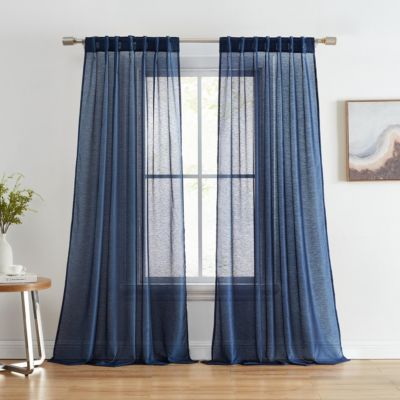 Lauren Semi Sheer Light Filtering Transparent Pocket Top & Back Tab Lightweight Window Curtains Drapery Panels Bedroom & Living Room, 2 Panels