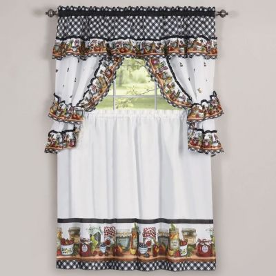 Mason Jars Cottage Style Country Farmhouse Cafe Kitchen Curtain Swag & Tiers Set