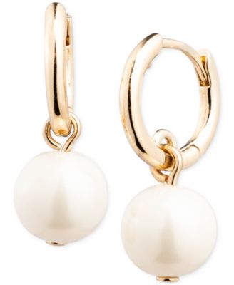 Lauren Ralph Lauren - Imitation Pearl Charm Hoop Earrings