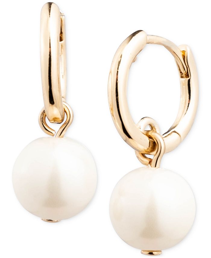 Lauren Ralph Lauren Imitation Pearl Charm Hoop Earrings - Macy's