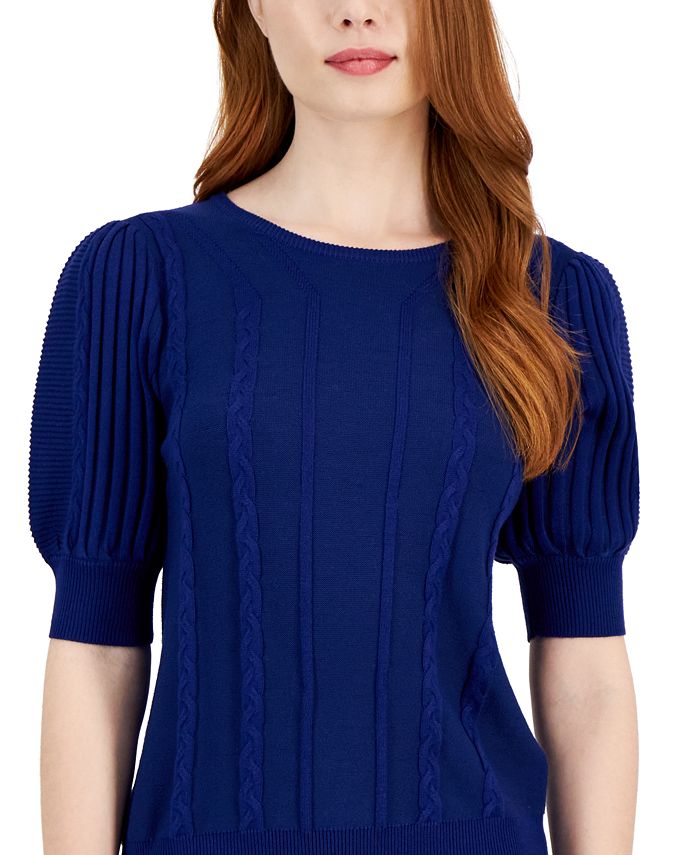 T Tahari Women's Cable ElbowSleeve Sweater Macy's