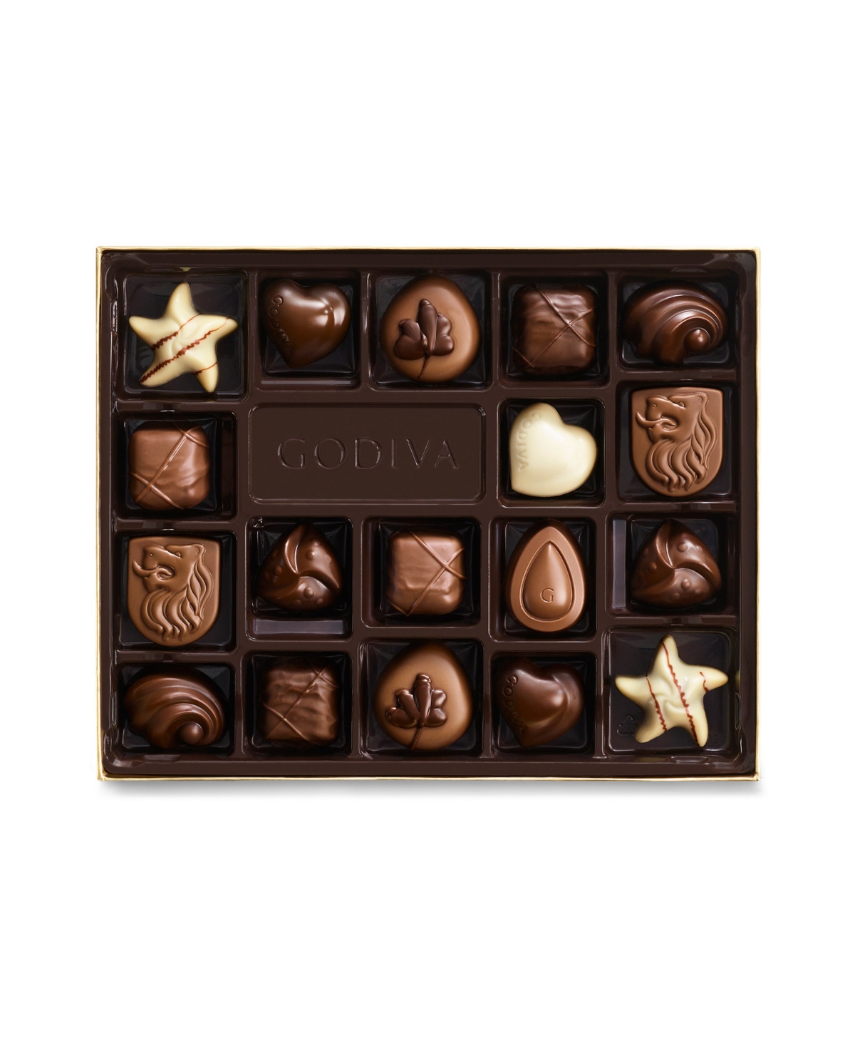 Godiva Assorted Chocolate Gold Gift Box, 18 Pieces In Transparent