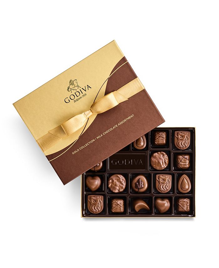 Godiva Chocolatier Assorted Milk Chocolate GoldTone Gift Box, 18 Piece