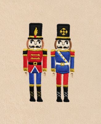 Christmas Nutcrackers Embroidered Luxury 100% Turkish Cotton Hand Towels, 2 Piece Set
