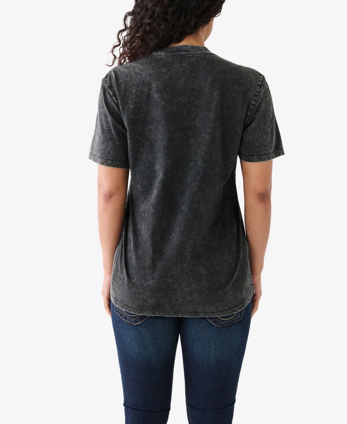 Shop True Religion Women's Short Sleeve Acid Wash T-shirt In Jet Black