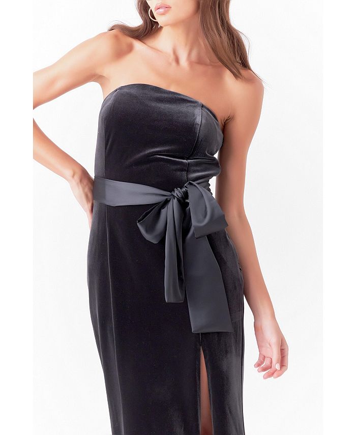 Velvet Strapless Midi Dress main image 1