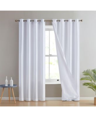 Jefferson Faux Silk Semi Sheer Light Filtering Microfiber Lined Grommet Lightweight Window Curtain Panels, Set of 2