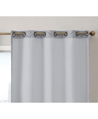 Versailles Lattice Flocked 100% Complete Blackout Thermal Insulated Window Curtain Grommet Panels, Energy Savings & Soundproof, For Living Room & Bedroom - Set of 2