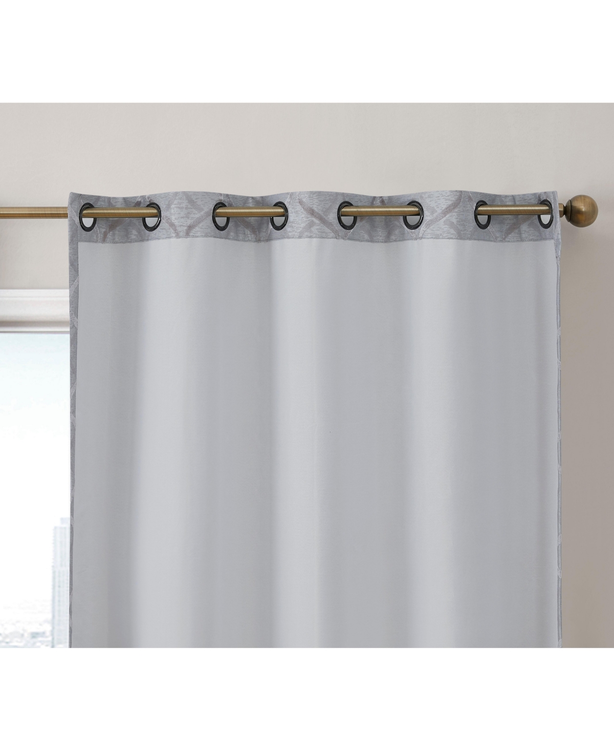Hlc.me Versailles Lattice Flocked 100% Complete Blackout Thermal Insulated Window Curtain Grommet Panels, Energy Savings & Soundproof