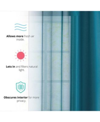 2 Piece Semi Sheer Voile Window Curtain Drapes Grommet Panels for Bedroom, Living Room & Kids Room