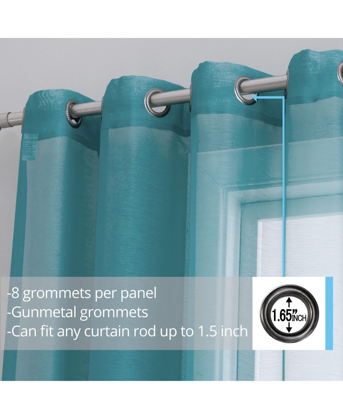 Hlc.me 2 Piece Semi Sheer Voile Window Curtain Drapes Grommet Panels for Bedroom