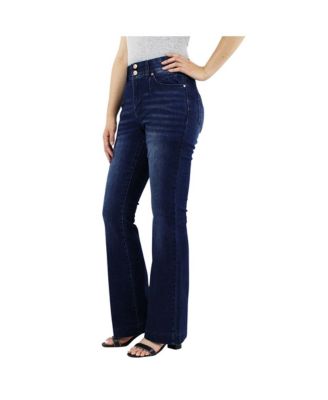  Women's Dark Wash Tummy Control Bootcut with Front Pocket Seam detail Jeans