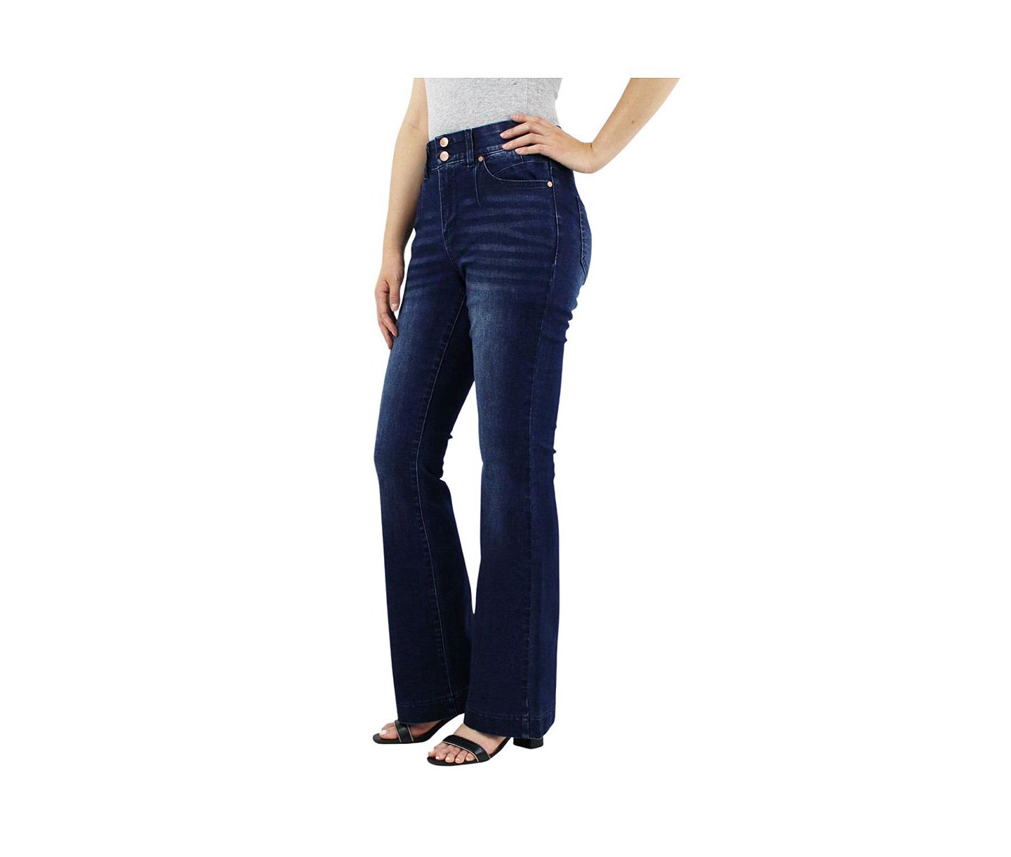 Женские джинсы Indigo Poppy Dark Wash Tummy Control Bootcut with Front Pocket Seam detail, цвет: Тёмная варка — фото 2