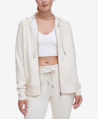 DKNY Women's Logo-Drawstring Fleece Full-Zip Hoodie - Macy's