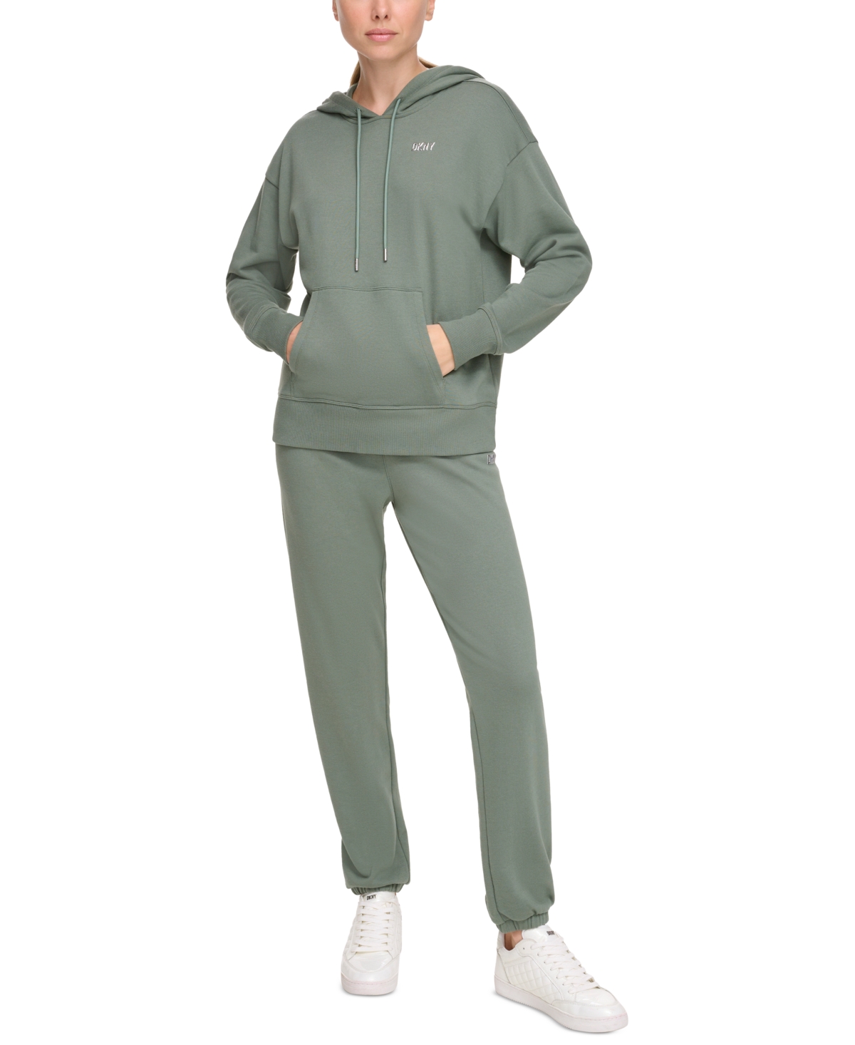 Dkny Sport Women's Metallic Logo Fleece Sweatpant Jogger In Duck Green