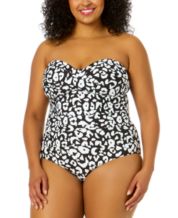  Swimsuits For All Women's Plus Size Smocked Bandeau Tankini Top  8 Black : Clothing, Shoes & Jewelry