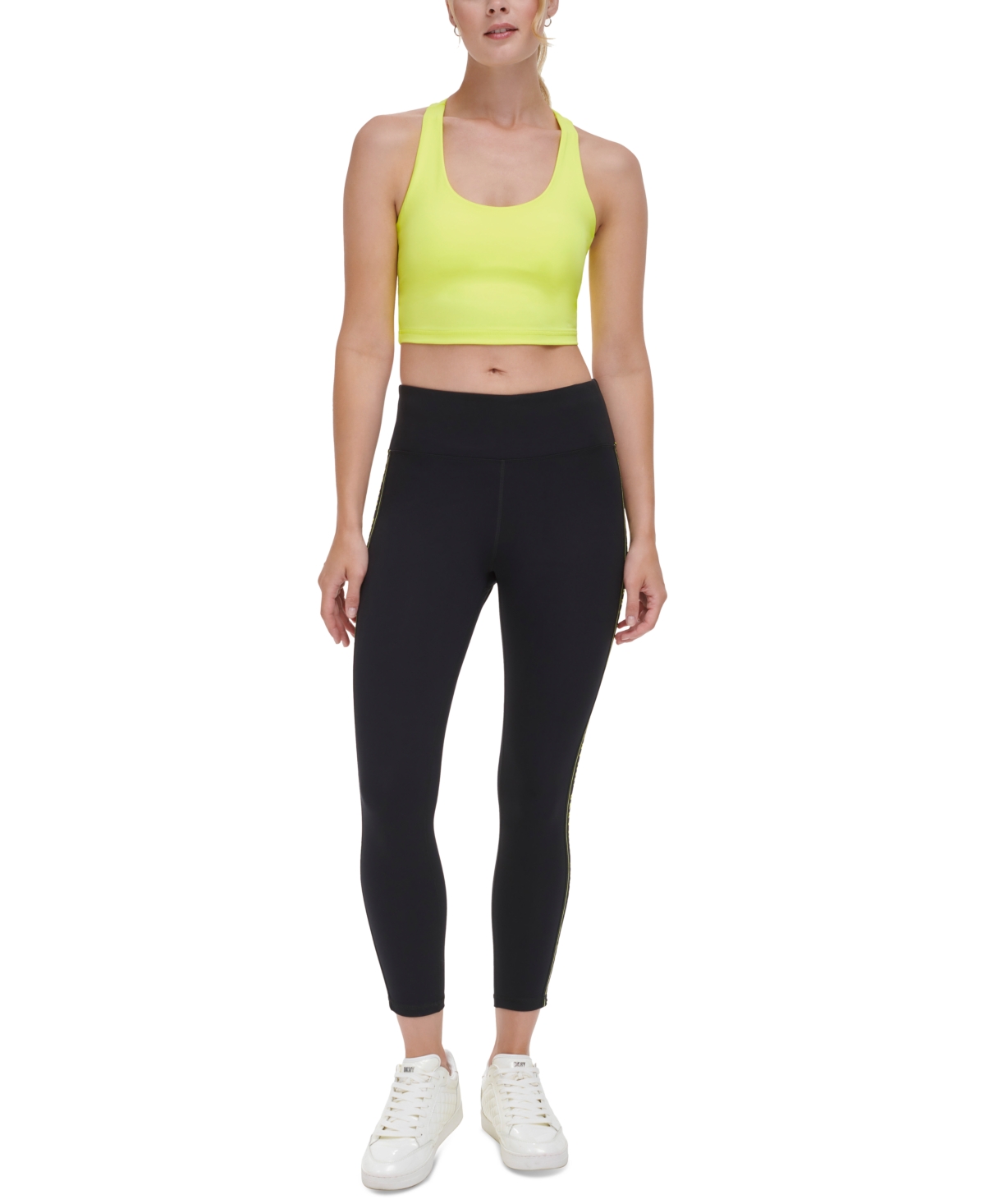 Dkny Sport Women's High-Waist Logo Tape Leggings -silver