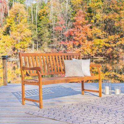 Laurel Slat Back Acacia Wood Outdoor Garden Patio Bench