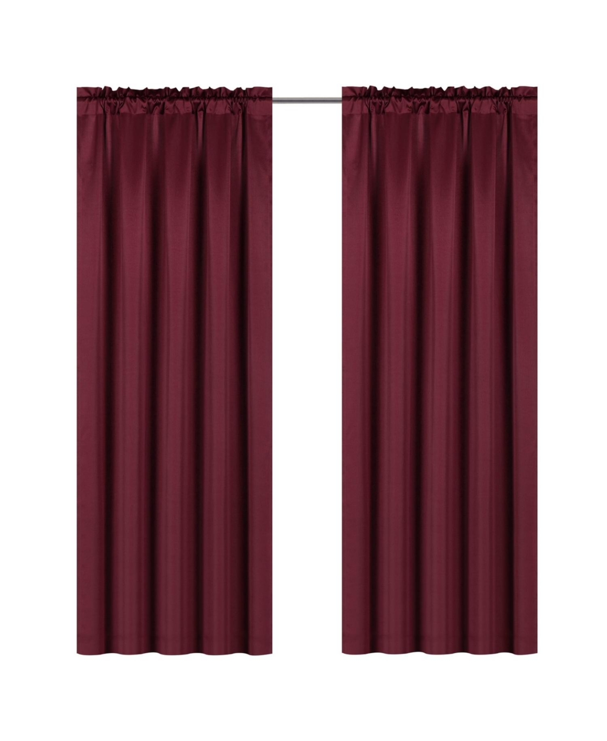 Lux Living Complete 9 Piece Semi Sheer Rod Pocket Window Curtain & Valance Set - All burgundy