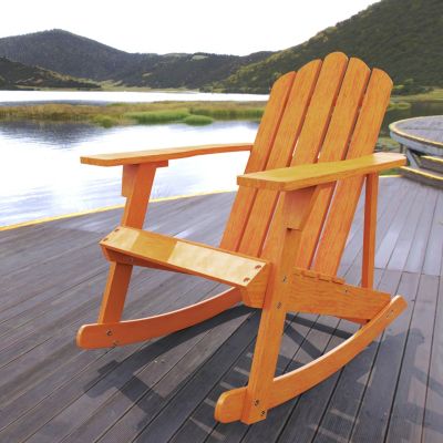 Kiawah Outdoor Patio Classic Acacia Wood Adirondack Rocking Chair, Dark Brown