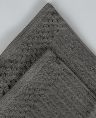 Soho Checkered Border Cotton Ribbed Textured Ultra-Absorbent Towel, 3 Piece Set