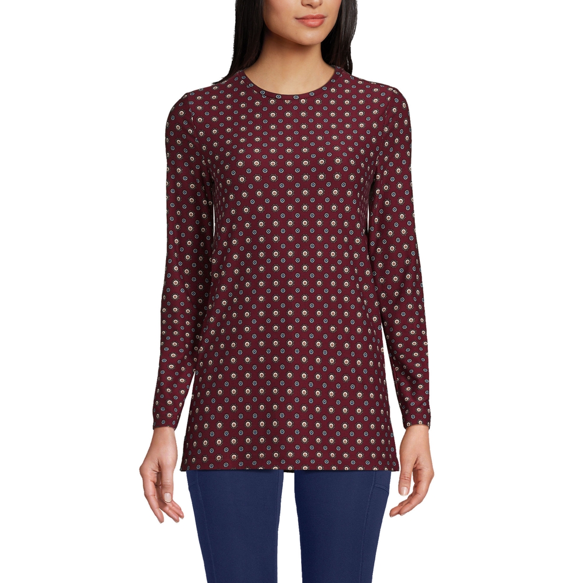 Lands' End Women's Long Sleeve Performance Crew Neck Tunic