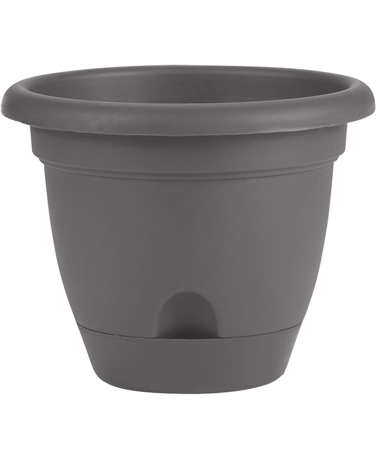 Lucca Self-Watering Planter with Saucer, Charcoal, 14 Inches - Charcoal