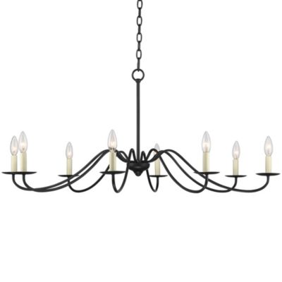 Marinec Black Hanging Chandelier Lighting 42" Wide Farmhouse Rustic Bent Arms 8-Light Fixture for Dining Room Living House Home Foyer Kitchen Island Entryway High Ceilings