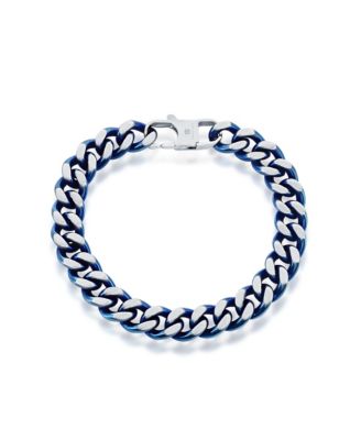 Stainless Steel 10.5mm Cuban Chain Bracelet - Blue