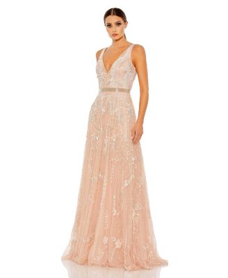 Mac Duggal Women's Embellished V-Neck Long Gown - Macy's