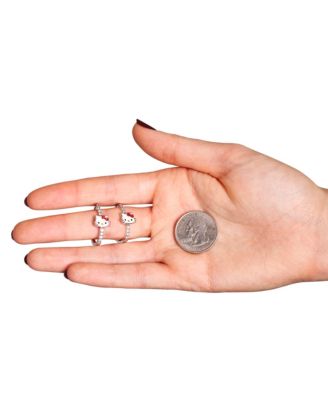 Womens Cubic Zirconia and Enamel Hoop Earrings