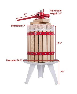 1.6 Gallon Fruit Wine Press Cider Apple Grape Crusher Juice Maker Tool Wood