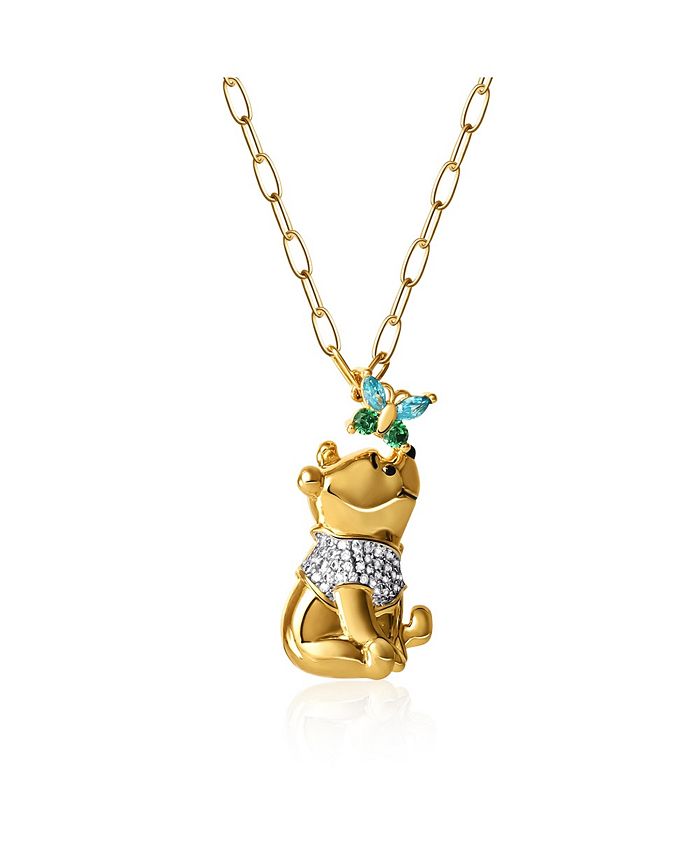 Disney Winnie the Pooh Gold Plated Butterfly and Pooh Pendant with