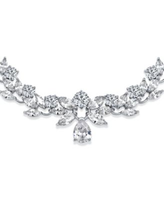 Classic Marquise Cut Cubic Zirconia Drop Teardrop AA CZ Statement Collar Tennis Necklace Prom Pageant