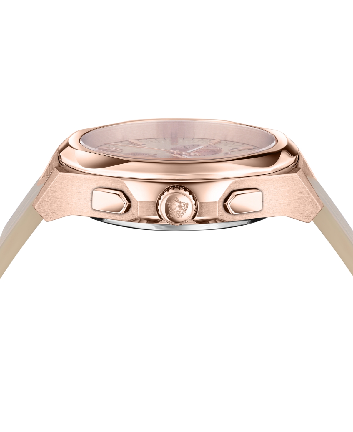 Shop Versace Women's Swiss Chronograph Medusa Ivory Leather Strap Watch 40mm In Ip Rose Gold