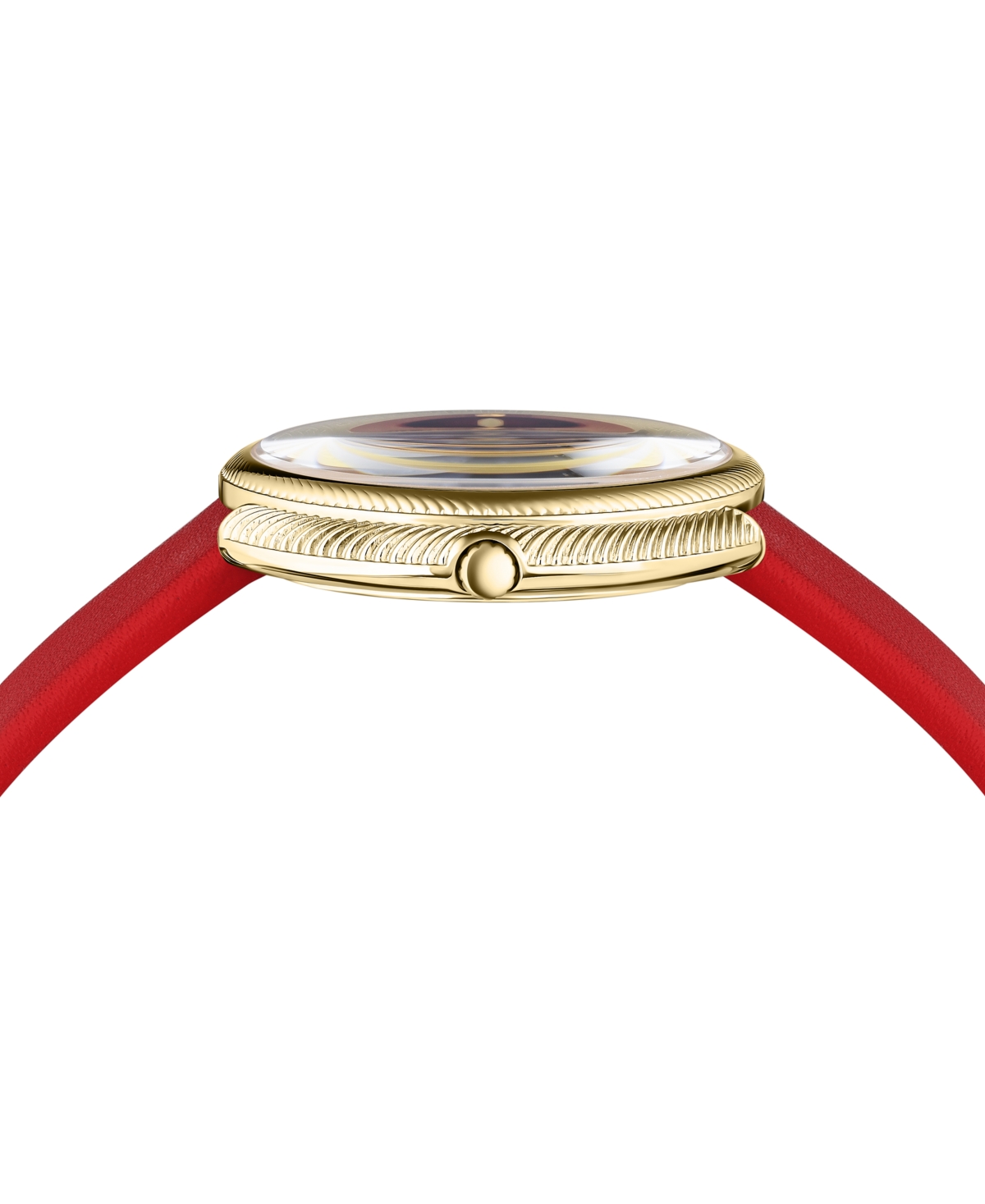 Shop Versace Women's Swiss Thea Red Leather Strap Watch 38mm In Ip Yellow Gold