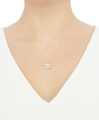 Opal (1-1/2 ct. t.w.) & Diamond (1/20 ct. t.w.) Flower 18" Pendant Necklace in 14k Gold