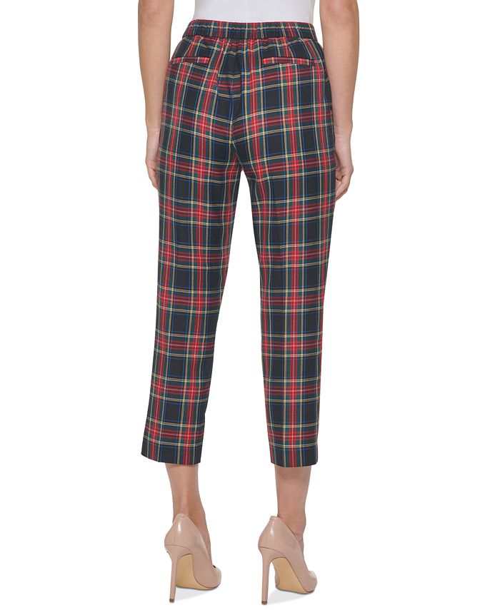 Tommy Hilfiger Women's Plaid Mid Rise Cropped Trousers - Macy's