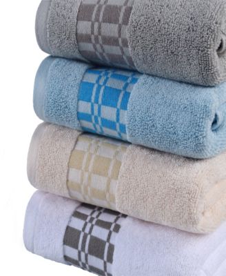 Larissa Geometric Embroidered Jacquard Border Cotton 4-Pc. Bath Towel Set