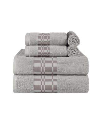 Superior Cotton Jacquard Border 2-pc. Bath Towel Set Grey