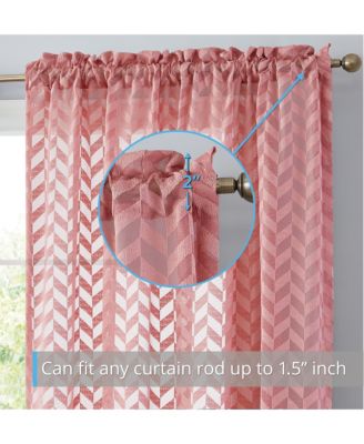 Herringbone Thick Semi Sheer Premium Rod Pocket Window Curtain Panels for Bedroom & Living Room - Set of 2