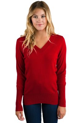 Women's 100% Pure Cashmere Long Sleeve Ava V Neck Pullover Sweater