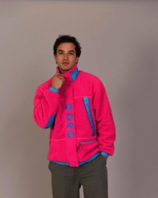 Men's Sherpa Fleece Jacket Pink / Blue