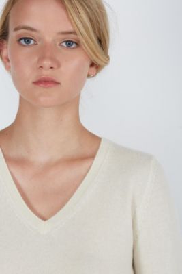 Women's 100% Pure Cashmere Long Sleeve Pullover V Neck Sweater