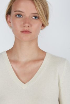 Women's 100% Pure Cashmere Long Sleeve Pullover V Neck Sweater