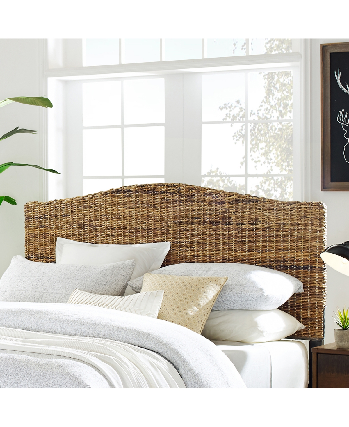 Crosley Furniture Serena 82.5" Banana Leaf King Rattan Headboard In Banana Leaf