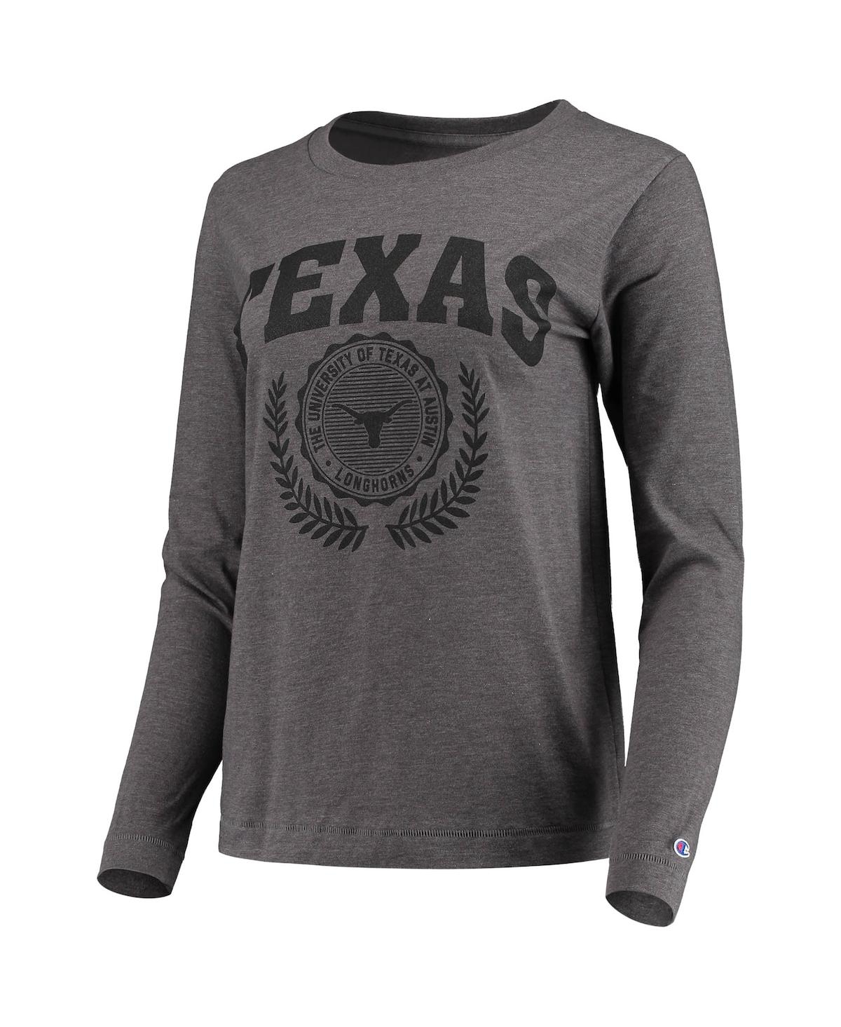 Shop Champion Women's  Heathered Charcoal Texas Longhorns University Laurels Long Sleeve T-shirt